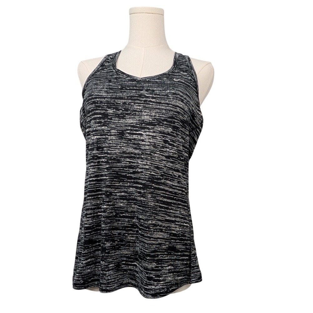 Nike Dri-FIT Athletic Tank Top‎ Heathered Black Gray White Racerback Size M
